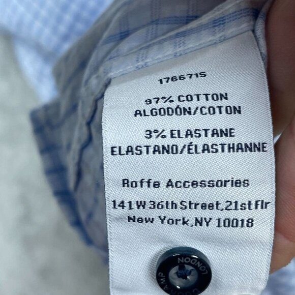 Duchamp London Slim Fit Button-Up Shirt 16/L Blue Checkered Long Sleeve a0828 - Picture 5 of 7